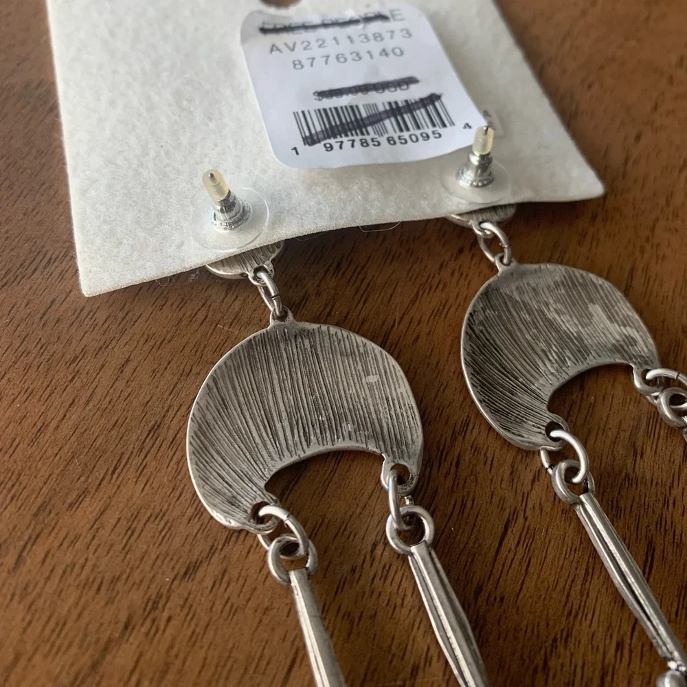 Free People Silver-Tone Textured Dangle Earrings